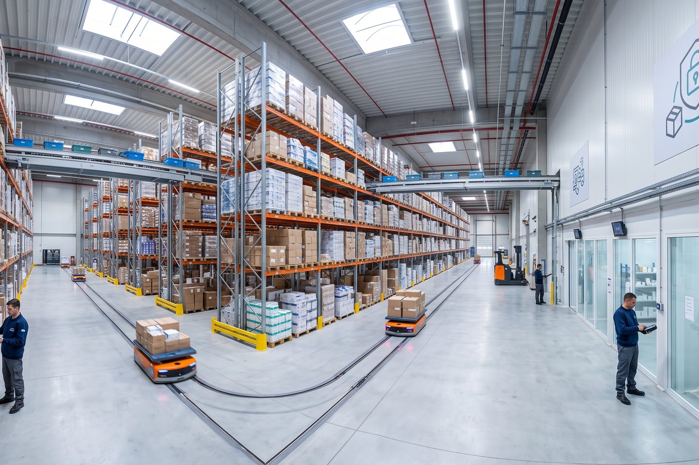 Depozit modern de distribuție cu sisteme automatizate și operatori